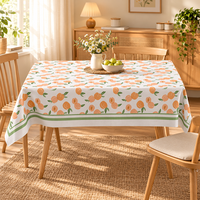 Nappe à motif de fruits de pêche avec bordure verte, couverture de table à manger rectangulaire pour la cuisine, décoration de la maison, nappe lavable