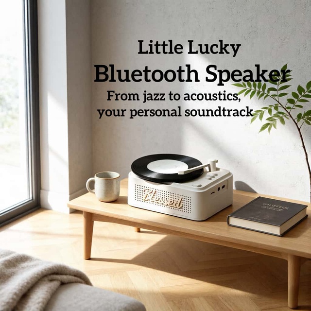 New Lucky Mini Portable for 5.3 Wireless Speaker Turntable RGB LED 5-10 Hours Playtime TF Card Creative Desktop Speaker
