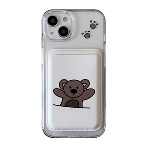 Custodia Magnetica Trasparente con Clip per Carte Rimovibile in TPU+PC, Modello Koala Marrone per <span class=keywords><strong>iPhone</strong></span> <span class=keywords><strong>11</strong></span> 12 13 14 15 16 <span class=keywords><strong>Pro</strong></span> Max - Product Image 4