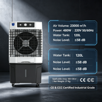 Refroidisseur d'air évaporatif commercial sur pied 3-en-1 (refroidisseur, humidificateur et ventilateur) avec réservoir de 120 L pour le refroidissement des élevages avicoles