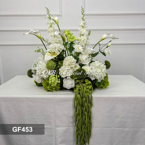 DKB Vente en Gros Promotionnelle <span class=keywords><strong>D</strong></span>écoration Florale Réaliste pour Allée <span class=keywords><strong>de</strong></span> Mariage, <span class=keywords><strong>Bouquet</strong></span> <span class=keywords><strong>de</strong></span> Fleurs Artificielles Vertes et Blanches <span class=keywords><strong>de</strong></span> 70 cm pour Allée - Product Image 2