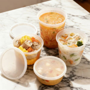 Одноразовые прозрачные круглые пластиковые стаканы из полипропилена для горячих супов с крышкой, объемом 8, 12, 16, 20, 24, 32, 48, 64 унции. - Product Image 1