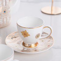 Ensemble de tasses à thé et à café en porcelaine fine florale, style vintage de luxe, pour hôtels et restaurants du Moyen-Orient, vente en gros