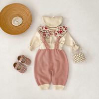Nuevo Conjunto de Punto para Bebé con Pompones, 100% Algodón, Pantalones con Tirantes, Cárdigan, Conjuntos para Niños Pequeños, Personalizado