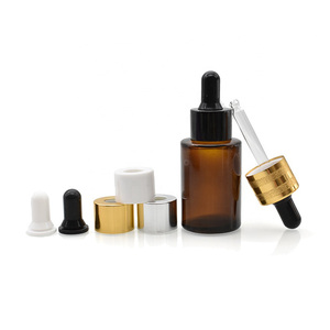 Flacon compte-gouttes <span class=keywords><strong>en</strong></span> verre de luxe à épaule plate pour huile de romarin, favorisant la pousse des cheveux, flacon réactif ambré avec <span class=keywords><strong>pipette</strong></span>, marque privée, 1 oz - Product Image 1