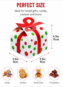 Custom Polka Dot <b>Christmas</b> Paper Gift <b>Box</b> with Ribbon Bow Handle Curve Foldable Small Candy Packaging for Holiday Wholesale - Product Image 3