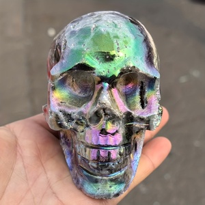 Calaveras de Esferalita Natural Talladas a Mano con Cristales Druzy para Regalo, Venta al Por Mayor - Product Image 3