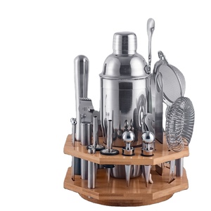 Juego de Bar 2026 en Oferta, Set de Barman de Acero Inoxidable para Cócteles con Elegante Soporte Giratorio de Metal y Jigger, Set de Herramientas de Bar - Product Image 1