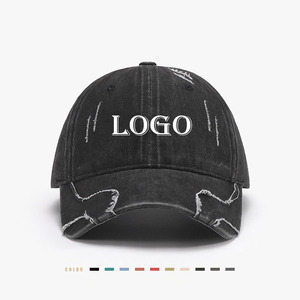 Casquette de baseball extérieure en coton lavé brodé casquette vintage en détresse casquette de baseball effilochée pour hommes - Product Image 1