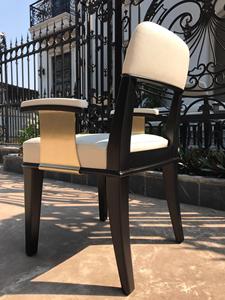 Luxury Art Deco <b>Dining</b> Chair Brass Metal Accents Modern Leather Upholstered <b>Armchair</b> Backrest for Hotel Villa Living Room - Product Image 4