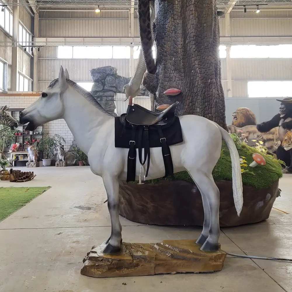 Zigong lucertola blu animali meccanici a grandezza naturale Manege elettronico animatronico cavallo da equitazione in vendita