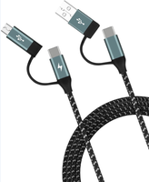Câble de charge USB multiple 3 A, câble de charge rapide 4 en 1 avec adaptateur de port double téléphone/type C/micro USB