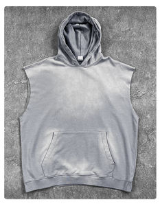 Sweat-shirt unisexe sans manches en coton éponge 100% 380 GSM, lavage à l'acide, broderie printemps-été, sweat-shirt sans manches pour homme - Product Image 5