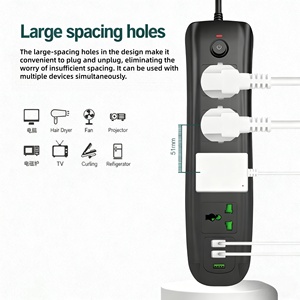 US UK EU cắm tiêu chuẩn quá tải bảo vệ ổ cắm điện 2m dây mở rộng <span class=keywords><strong>4</strong></span> cách <span class=keywords><strong>4</strong></span> cửa hàng 3 cổng USB Power Strip - Product Image 3