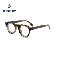 Lunettes Flowerfour FFM3009 noires vintage en acétate pour adultes, monture épaisse pleine, lunettes optiques, montures de lunettes rondes audacieuses
