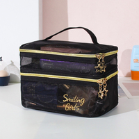 Sac de voyage transparent en PVC avec logo personnalisé, motif lettres tendance, fermeture éclair, petit et grand format, pour maquillage et cosmétiques