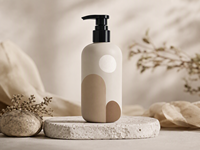 Flacon pompe carré en HDPE couleur Morandi mat personnalisé avec bouchon à vis, impression d'art abstrait, emballage cosmétique vide