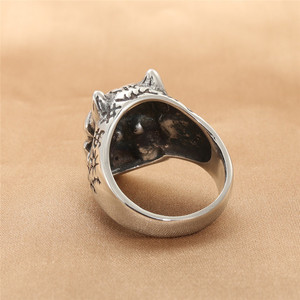 Stainless Steel <b>Skull</b> <b>Ring</b> Men's Punk Style Silver Black Diamond Party Jewelry Geometric Skeleton Design 290120 - Product Image 3