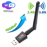 Adaptor Wifi USB AC600Mbps harga pabrik 2.4Ghz + 5Ghz Dual Band USB adaptor kartu jaringan WiFi untuk PC Desktop