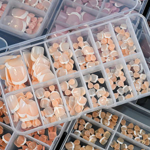 120 pièces pointe courte carrée française presse sur les ongles nu rose acrylique réutilisable ongle d'orteil couverture complète extension d'ongles d'orteil - Product Image 3