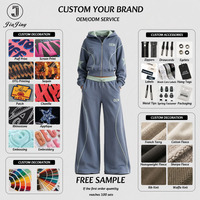 Ensemble de survêtement pour femme avec sweat à capuche court zippé à imprimé étoiles et passepoil contrastant, pantalon large – Tenue deux pièces de marque – Fabricant de vêtements