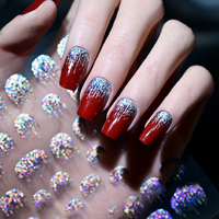 1 autocollant 5D holographique scintillant effet feux d'artifice pour ongles, motif cascade réfléchissant, adhésif pour manucure française