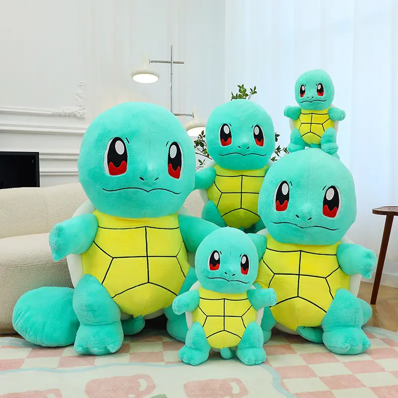 Atacado grande jogo pokemoned brinquedos de pelúcia esquinha pele de coelho tartaruga verde rosa boneca presente de aniversário para crianças