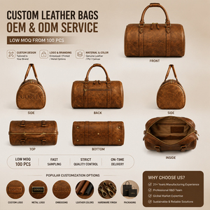 Bolsa de Viaje de Cuero PU Estilo Vintage Personalizada al por Mayor, Bolsa de Viaje de Gran Capacidad, Bolsa de Mano para Viajes de Negocios, MOQ Bajo - Product Image 2