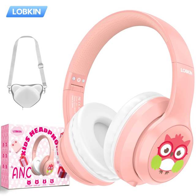 LOBKIN Kids Headphones ANC with Mic Active Noise Cancelling Headphones for KidsSafe Volume Limited Foldable for Travel/School