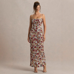 2026 Factory Elegant Lady Strapless Dress Floral Long Gown <strong>Sexy</strong> Backless Women <strong>Party</strong> Back Split Maxi Sequin Evening Dresses - Product Image 4