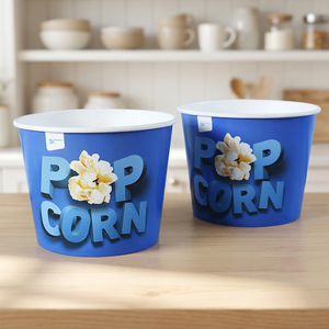 YBLPAK Seau à popcorn jetable de 85 oz, contenants en papier pour collations avec impression de logo personnalisé, bacs à popcorn pour les salles de cinéma et les concessionnaires de cinéma - Product Image 1
