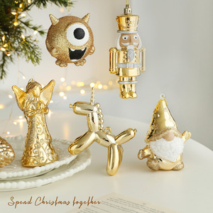 Nouveaux pendentifs en plastique pailleté couleur or, pendentifs <span class=keywords><strong>de</strong></span> dessins animés, décorations suspendues pour arbre <span class=keywords><strong>de</strong></span> Noël et fenêtre - Product Image 2