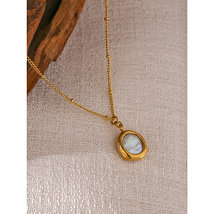 JINYOU 298 Collana con Ciondolo Rotondo in Perla Naturale per Donne, Placcata in Oro 18K, Acciaio Inossidabile - Product Image 6