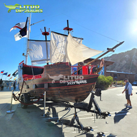 Décoration d'aire de jeux Sculpture de bateau de pirate en résine