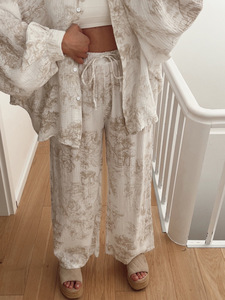 <span class=keywords><strong>Pigiama</strong></span> da <span class=keywords><strong>Donna</strong></span> in <span class=keywords><strong>Cotone</strong></span> Stampato Traspirante con Cardigan e Bottoni, Abbigliamento da Notte Femminile Disponibile - Product Image 6