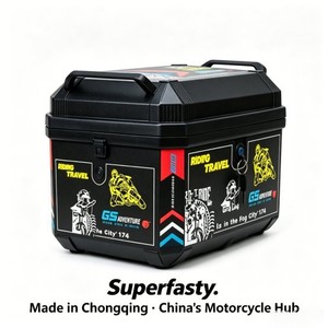 Superfasty 36L Noir PP Top Case Moto avec Verrouillage par Crochet, Autocollant GS Adventure Racing, Étanche, pour Rangement Arrière <span class=keywords><strong>de</strong></span> Scooter - Product Image 2