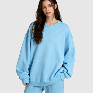 TKAN412 Women <b>Crewneck</b> Sweatshirt Oversized Casual Drop Shoulder Fleece Cotton Oversized Pullover Streetwear Print Wholesale - Product Image 3