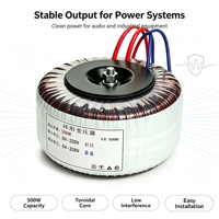 Transformateur toroïdal en cuivre pur stable 500W 50/60Hz 110V/240V entrée double sortie 45V pour amplificateur audio et équipement d'alimentation