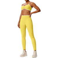 Ensemble de vêtements de sport pour femmes, sans couture, dos nu, respirant, séchage rapide, haute élasticité, soutien-gorge de sport, leggings, shorts, pour le yoga et les activités de plein air