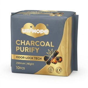 Unihope - Toallas Sanitarias de Algodón Purificador de Carbón Vegetal de 290 mm, Uso Nocturno, Control de Olores, para Mujer, Marca Privada, Venta al por Mayor, Medio Oriente - Product Image 1