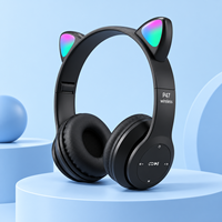 Casque sans fil supra-auriculaire à oreilles de chat avec haut-parleur dynamique, casque de jeu stéréo avec lumière LED pour PC et mobile, logo personnalisé OEM