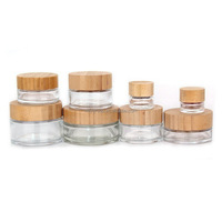 Couvercle en bambou personnalisé de toutes tailles 8 10 30 50 100 ml 200 bocaux en verre transparent résistant aux enfants bouchon en bois de bambou crème résistant aux enfants CR