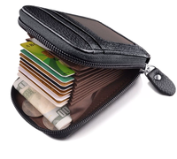 Dompet Unisex Kecil Anti Maling Anti Magnetik RFID Versi Korea Dompet Koin Kulit Asli Tempat Kartu Kredit