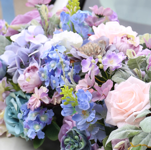 Nuovo Set di Decorazioni Floreali Frontali per <span class=keywords><strong>Auto</strong></span> Nuziale a V di Alta Gamma con Rose Artificiali Blu-Viola e Loto in Plastica - Product Image 3