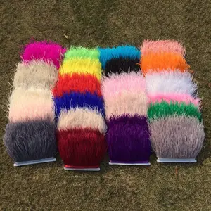 10-15cm Ostrich Feathers Lace Fabric Ribbon Plumes Ostrich Feather Fringe Trims For Costumes Sewing Crafts