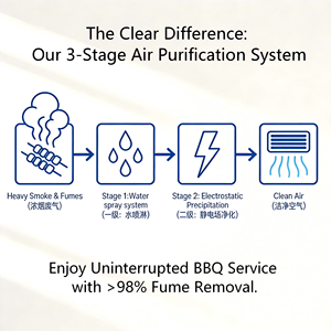 Carrito <span class=keywords><strong>de</strong></span> Barbacoa sin Humo con Doble Pulverizador <span class=keywords><strong>de</strong></span> Agua y ESP |   Estación Purificadora Integrada para Barbacoa |   Eliminación del 98% del Humo y las Cenizas para Restaurantes - Product Image 5