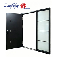 Porte d'entrée commerciale Superhouse NFRC, porte d'entrée en aluminium à double vitrage, porte d'entrée française avec panneau latéral