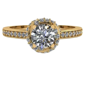 Luxury 22K Gold Natural Princess Cut Diamond Engagement Ring for Women Elegant Halo Design Wedding Anniversary Fine Jewelry Gift - Product Image 1