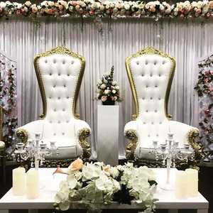 Chaise King Throne <span class=keywords><strong>de</strong></span> luxe à dossier haut en or blanc pour repas en plein air, banquets <span class=keywords><strong>de</strong></span> mariage, meubles d'hôtel, restaurant royal, événements - Product Image 5