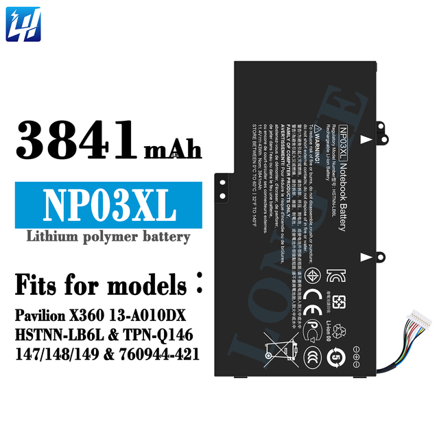 Quality Laptop Battery NP03XL for HP Pavilion X360 13-A010DX HSTNN-LB6L TPN-0146147 148 149 760944-421 11.1V 43WH